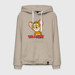 Толстовка-худи хлопковая мужская Tom & Jerry, цвет: миндальный