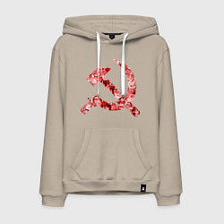 Толстовка-худи хлопковая мужская Ахегао СССР, цвет: миндальный