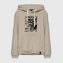 Толстовка-худи хлопковая мужская Ева Евангелион, цвет: миндальный