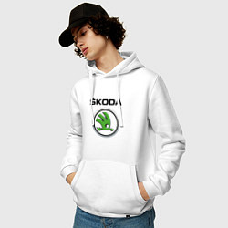 Толстовка-худи хлопковая мужская SKODA, цвет: белый — фото 2