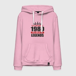 Толстовка-худи хлопковая мужская 1980 - рождение легенды, цвет: светло-розовый