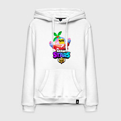 Толстовка-худи хлопковая мужская BRAWL STARS TROPICAL SPROUT, цвет: белый