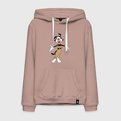 Толстовка-худи хлопковая мужская Якко Уорнер Animaniacs, цвет: пыльно-розовый