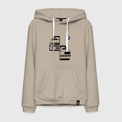 Толстовка-худи хлопковая мужская BMW БМВ Z, цвет: миндальный