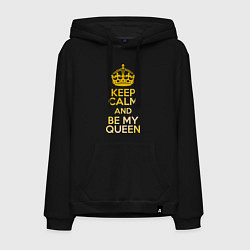 Толстовка-худи хлопковая мужская Keep Calm & Be My Queen, цвет: черный