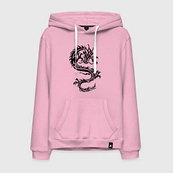 Толстовка-худи хлопковая мужская Дракон орнамент, цвет: светло-розовый