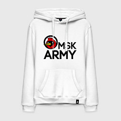 Толстовка-худи хлопковая мужская Omsk army, цвет: белый