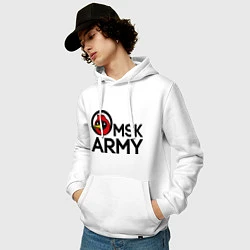 Толстовка-худи хлопковая мужская Omsk army, цвет: белый — фото 2