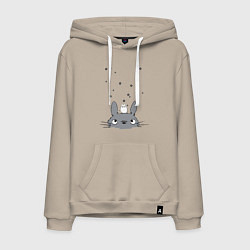 Толстовка-худи хлопковая мужская Любопытный Тоторо и Сажа, цвет: миндальный