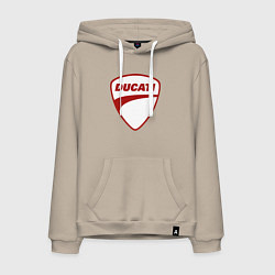 Толстовка-худи хлопковая мужская Ducati Logo Дукати Лого Z, цвет: миндальный