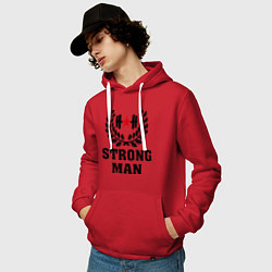 Толстовка-худи хлопковая мужская Strong man, цвет: красный — фото 2