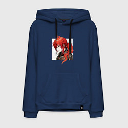 Толстовка-худи хлопковая мужская Дилюк, цвет: тёмно-синий