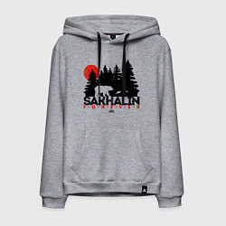 Толстовка-худи хлопковая мужская Sakhalin forever, цвет: меланж