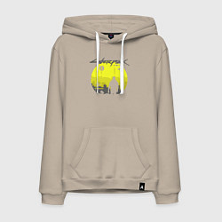 Толстовка-худи хлопковая мужская Cyberpunk 2077 CITY, цвет: миндальный