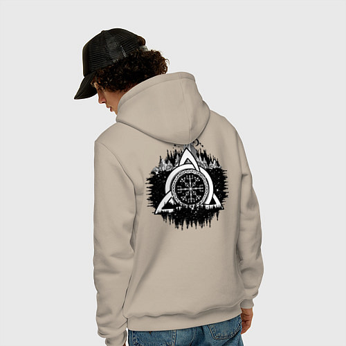 Мужская толстовка-худи Вегвизир Рунический Компас / Миндальный – фото 4