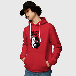 Толстовка-худи хлопковая мужская MONOKUMA GAME OVER, цвет: красный — фото 2