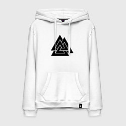 Толстовка-худи хлопковая мужская Валькнут Valknut Z, цвет: белый