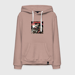 Толстовка-худи хлопковая мужская METALLICA HARD ROCK, цвет: пыльно-розовый