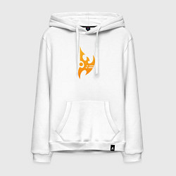 Толстовка-худи хлопковая мужская Protoss logo Orange, цвет: белый