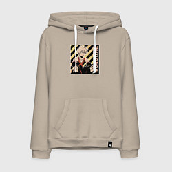 Толстовка-худи хлопковая мужская Моя геройская академия Бакуго, цвет: миндальный