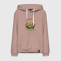 Толстовка-худи хлопковая мужская Slurm team, цвет: пыльно-розовый