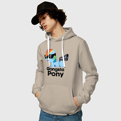 Толстовка-худи хлопковая мужская Gangsta pony, цвет: миндальный — фото 2