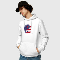 Толстовка-худи хлопковая мужская Флаг США и Инь Ян, цвет: белый — фото 2
