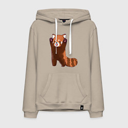 Толстовка-худи хлопковая мужская Нападение милой панды, цвет: миндальный