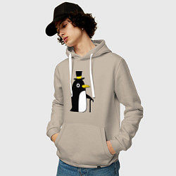 Толстовка-худи хлопковая мужская Пингвин в шляпе, цвет: миндальный — фото 2