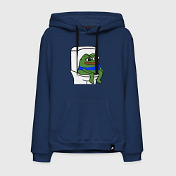 Толстовка-худи хлопковая мужская Лягушонок пепе, цвет: тёмно-синий