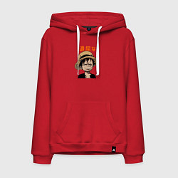 Толстовка-худи хлопковая мужская Луффи One Piece Большой куш, цвет: красный