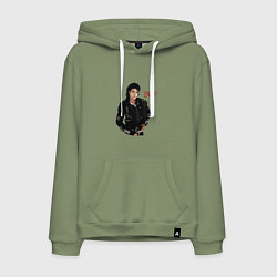 Толстовка-худи хлопковая мужская BAD Майкл Джексон, цвет: авокадо