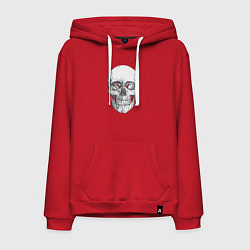 Толстовка-худи хлопковая мужская Реалистичный рисунок Черепа, цвет: красный