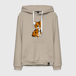 Толстовка-худи хлопковая мужская Little Tiger, цвет: миндальный