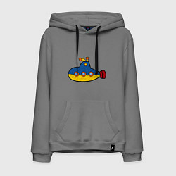 Толстовка-худи хлопковая мужская Подводная лодка, цвет: серый