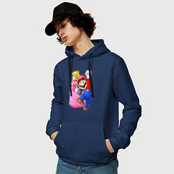 Толстовка-худи хлопковая мужская Mario Princess, цвет: тёмно-синий — фото 2