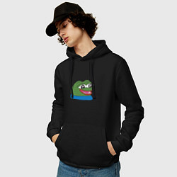 Толстовка-худи хлопковая мужская Pepe happy Пепе хеппи, цвет: черный — фото 2