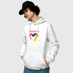 Толстовка-худи хлопковая мужская Armenia Heart, цвет: белый — фото 2