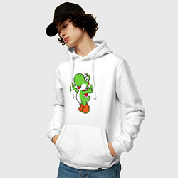 Толстовка-худи хлопковая мужская Yoshi, цвет: белый — фото 2