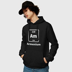 Толстовка-худи хлопковая мужская Армениум, цвет: черный — фото 2