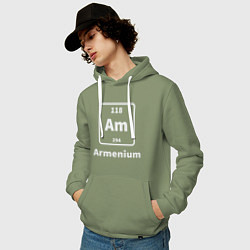 Толстовка-худи хлопковая мужская Армениум, цвет: авокадо — фото 2
