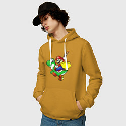 Толстовка-худи хлопковая мужская Yoshi&Mario, цвет: горчичный — фото 2