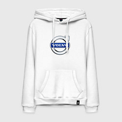 Толстовка-худи хлопковая мужская Volvo, логотип, цвет: белый