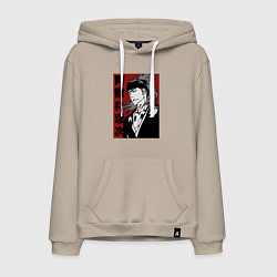 Толстовка-худи хлопковая мужская Рэн Чан, цвет: миндальный