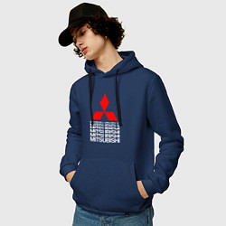 Толстовка-худи хлопковая мужская MITSUBISHI МИЦУБИСИ МИТСУБИСИ МИЦУБИШИ LOGO STYLE, цвет: тёмно-синий — фото 2