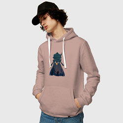 Толстовка-худи хлопковая мужская Hu Tao Ху Тао, цвет: пыльно-розовый — фото 2