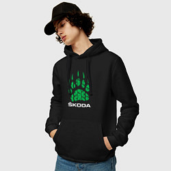 Толстовка-худи хлопковая мужская SKODA ШКОДА ХИЩНИК, цвет: черный — фото 2