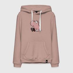 Толстовка-худи хлопковая мужская Бегемотик детский коричневый, цвет: пыльно-розовый