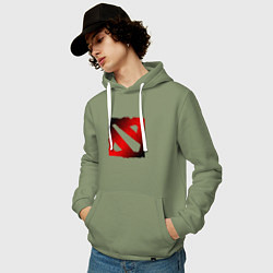 Толстовка-худи хлопковая мужская ЧЁРНО КРАСНОЕ ЛОГО ДОТА 2 DOTA 2 LOGO, цвет: авокадо — фото 2