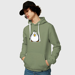 Толстовка-худи хлопковая мужская Глазастый пингвин, цвет: авокадо — фото 2